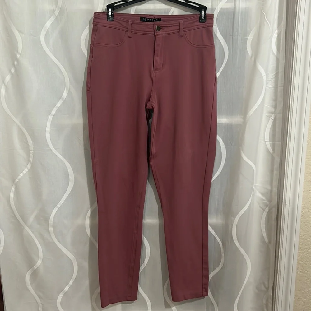 Savage Art Stretch Pink Leggings, Size Medium